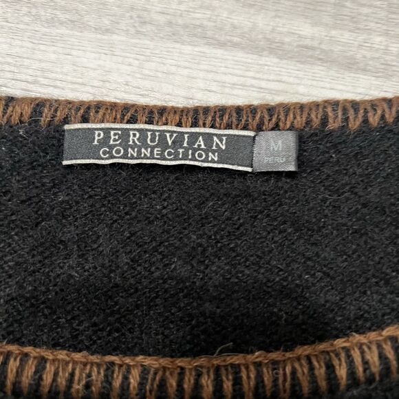 Peruvian Connection Women’s Scoop Neck Baby Alpaca Sweater Size M Black - Picture 3 of 7